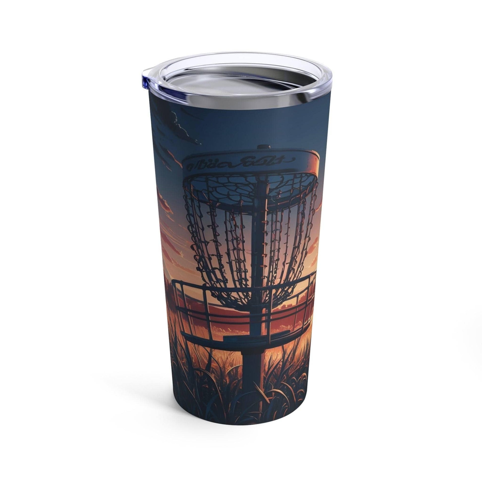 Scenic Disc Golf Tumbler - Disc Golf Basket Sunset - Tumbler 20oz - Quirky Goodies