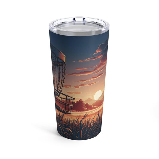 Scenic Disc Golf Tumbler - Disc Golf Basket Sunset - Tumbler 20oz - Quirky Goodies