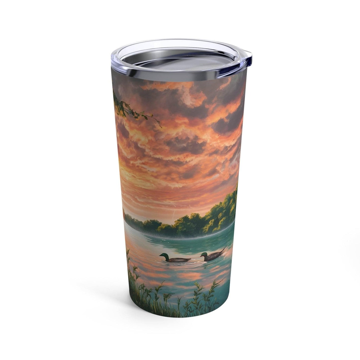 Scenic Disc Golf Tumbler - Lake Pink Sunset - Tumbler 20oz - Quirky Goodies