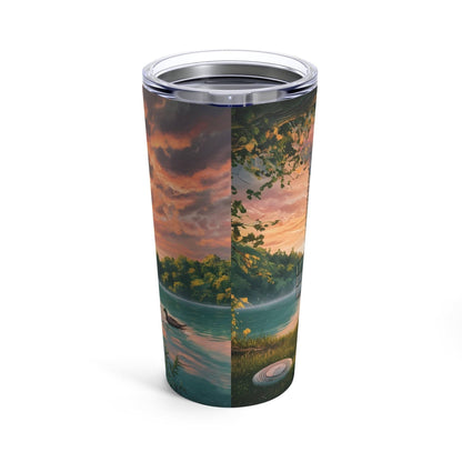 Scenic Disc Golf Tumbler - Lake Pink Sunset - Tumbler 20oz - Quirky Goodies