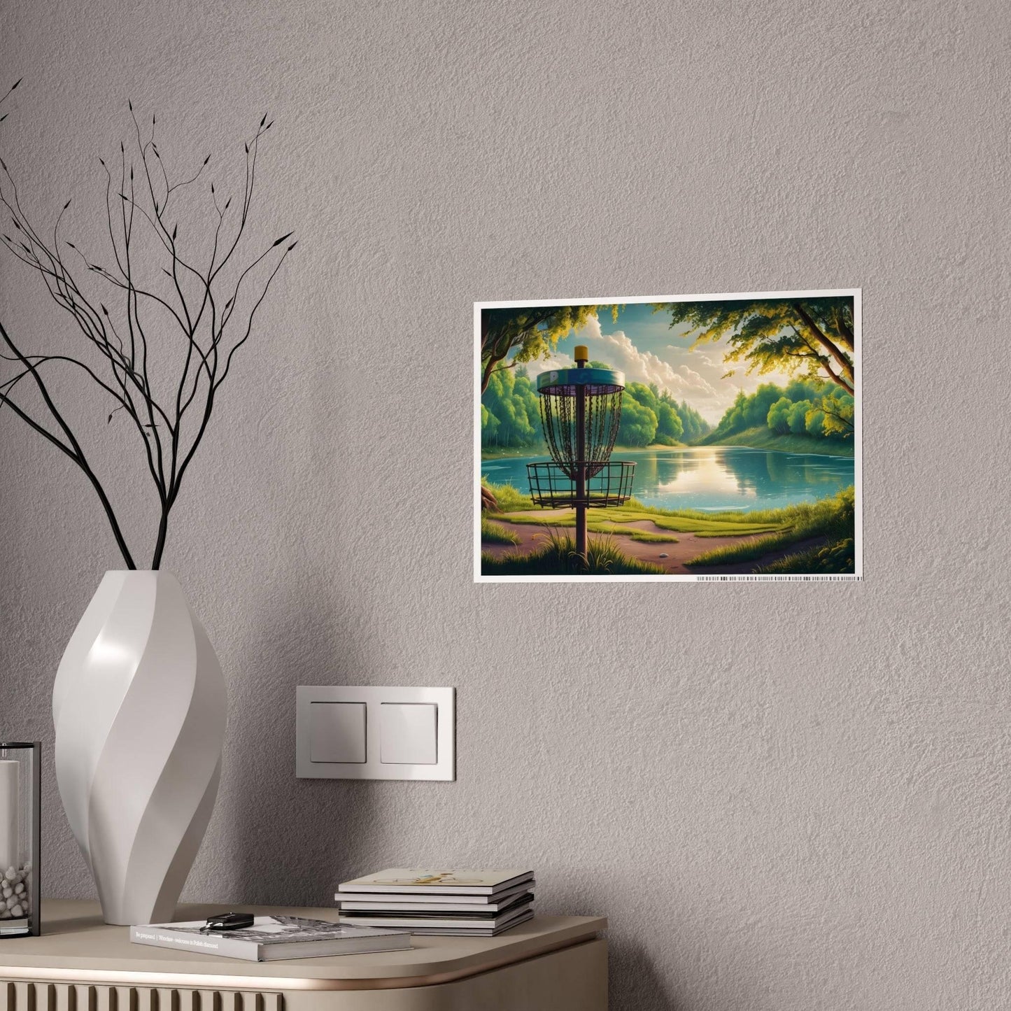 Serene Disc Golf Scene By Lake - Gloss Posters - Quirky Goodies