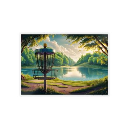 Serene Disc Golf Scene By Lake - Gloss Posters - Quirky Goodies