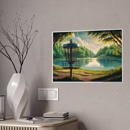 Serene Disc Golf Scene By Lake - Gloss Posters - Quirky Goodies