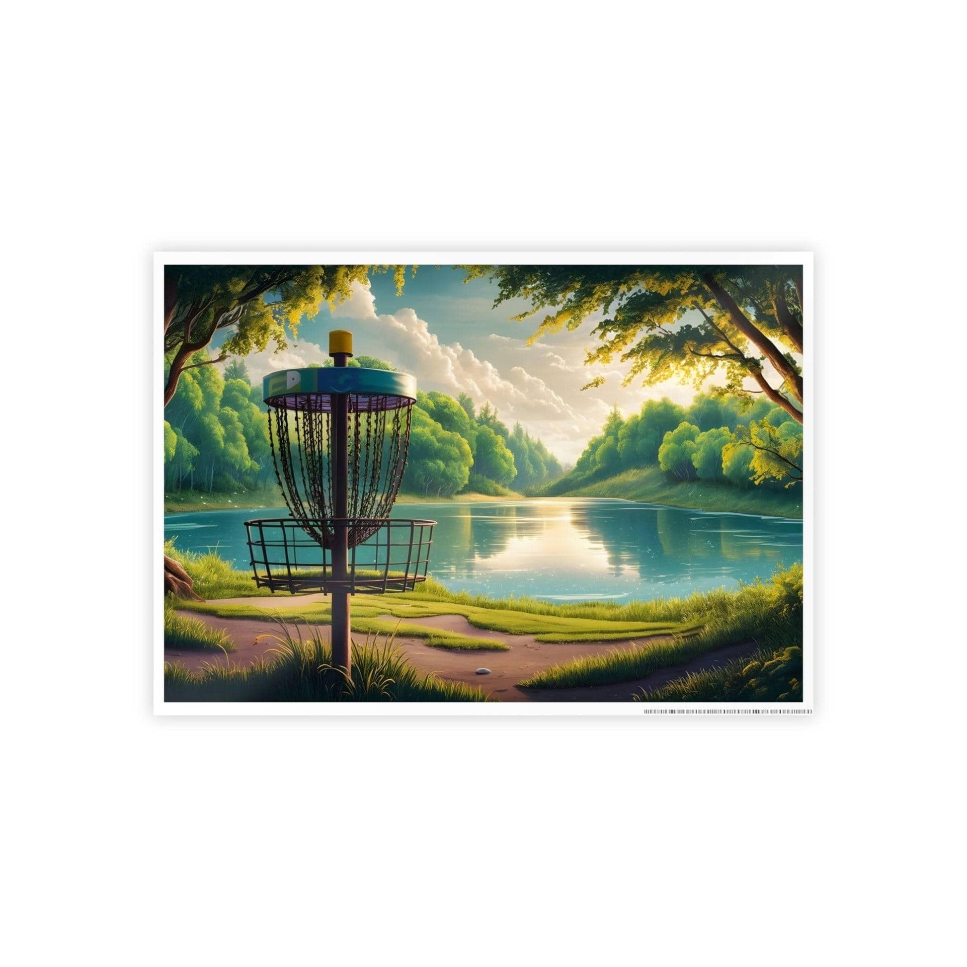 Serene Disc Golf Scene By Lake - Gloss Posters - Quirky Goodies