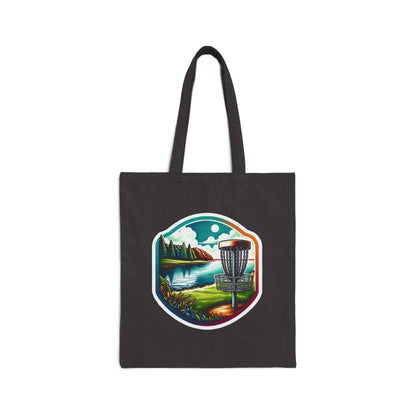 Serene Disc Golf Scene - Cotton Canvas Tote Bag - Quirky Goodies