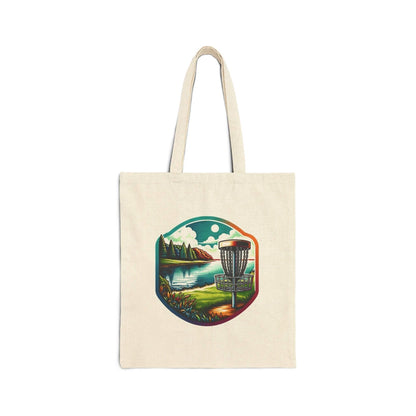 Serene Disc Golf Scene - Cotton Canvas Tote Bag - Quirky Goodies