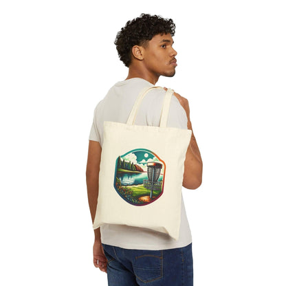 Serene Disc Golf Scene - Cotton Canvas Tote Bag - Quirky Goodies