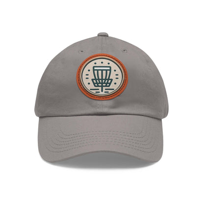 Simple Disc Golf Patch - Dad Hat with Leather Patch (Round) - Quirky Goodies