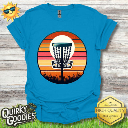 Vintage - Inspired Disc Golf - "Retro Sunset Disc Golf" Unisex T - shirt - Gifts for him - Gifts for her - Quirky Goodies